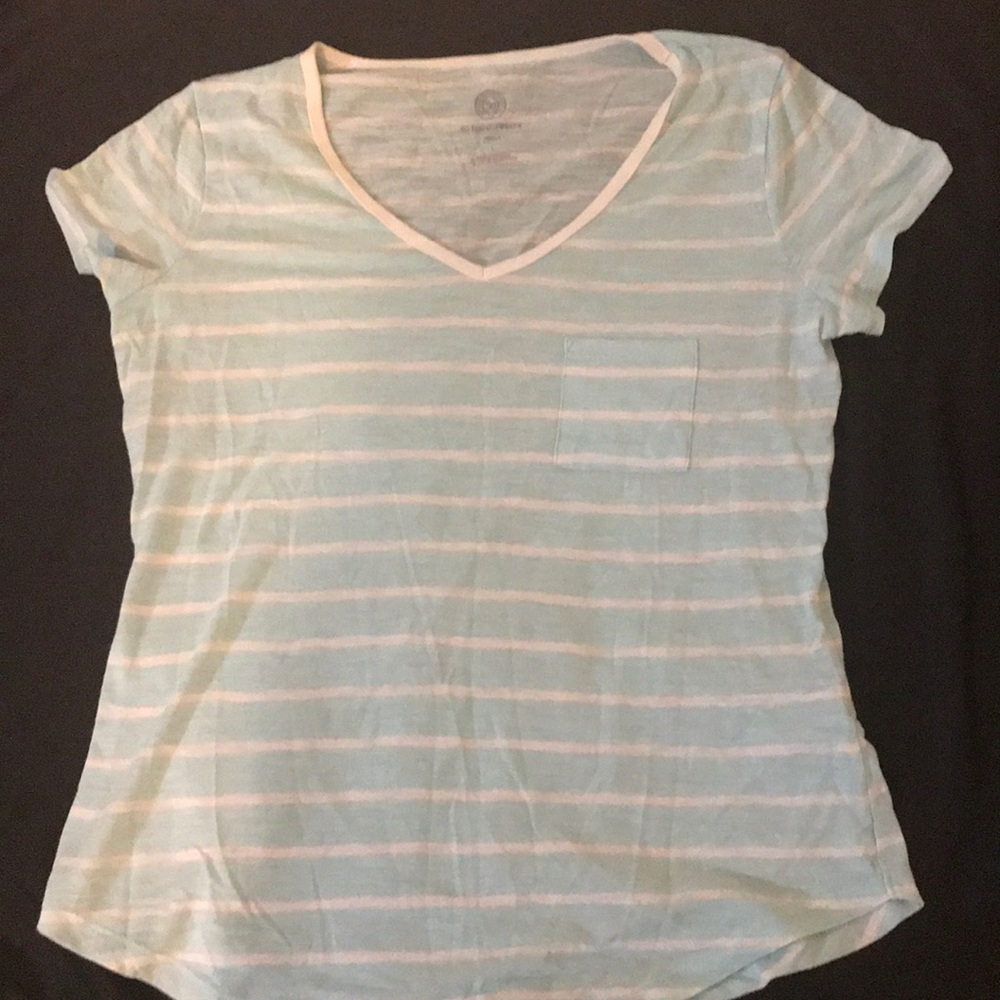 Teal and White Striped V Neck - Picture 5 of 5